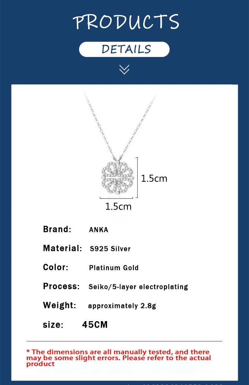 🌿 Collier Trèfle Pliable ANKA en Argent Sterling S925 🌿 - deslyshopping