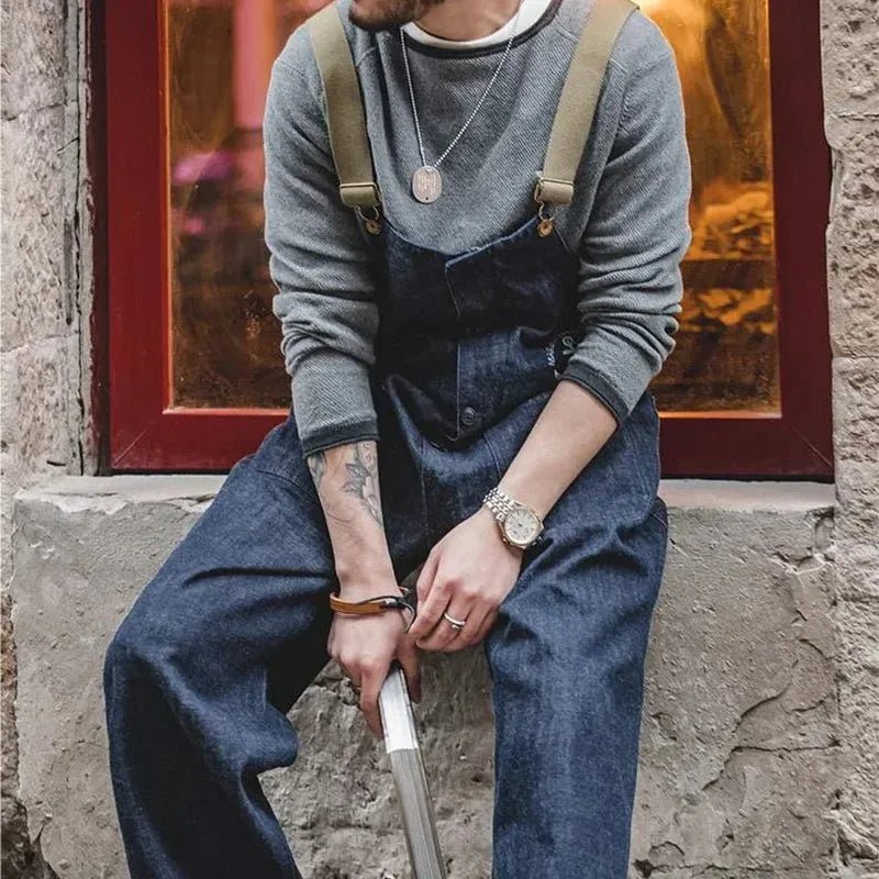 👖✨ Combinaison Cargo en Jean Bleu Marine - deslyshopping