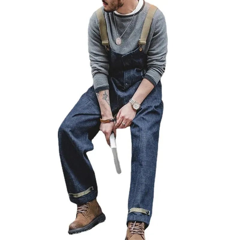 👖✨ Combinaison Cargo en Jean Bleu Marine - deslyshopping
