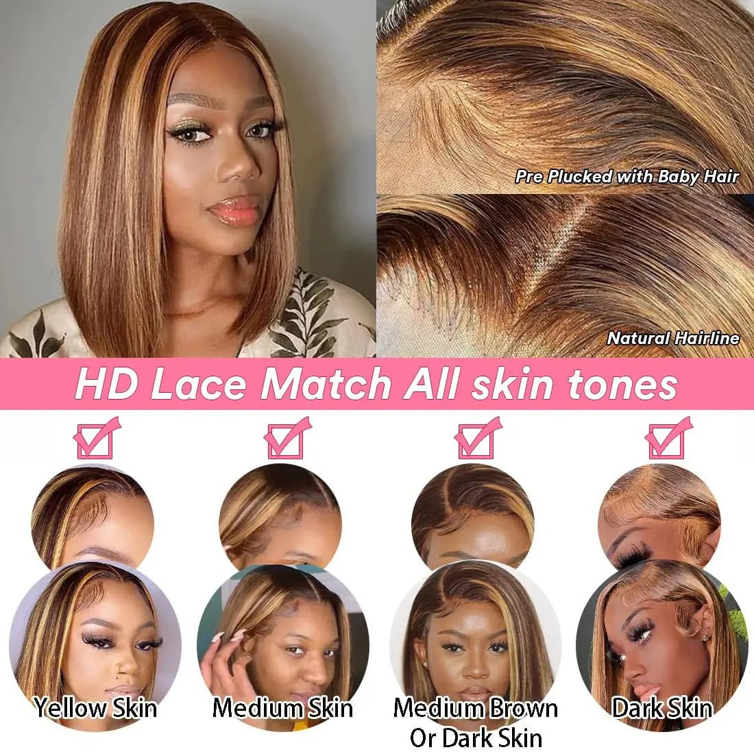 Densité 200%, Cheveux Humains Brésiliens - deslyshopping