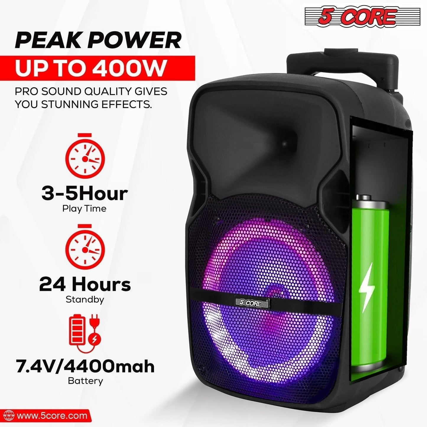 đ¶ Enceinte Portable Bluetooth PA 5Core 10 Pouces - deslyshopping