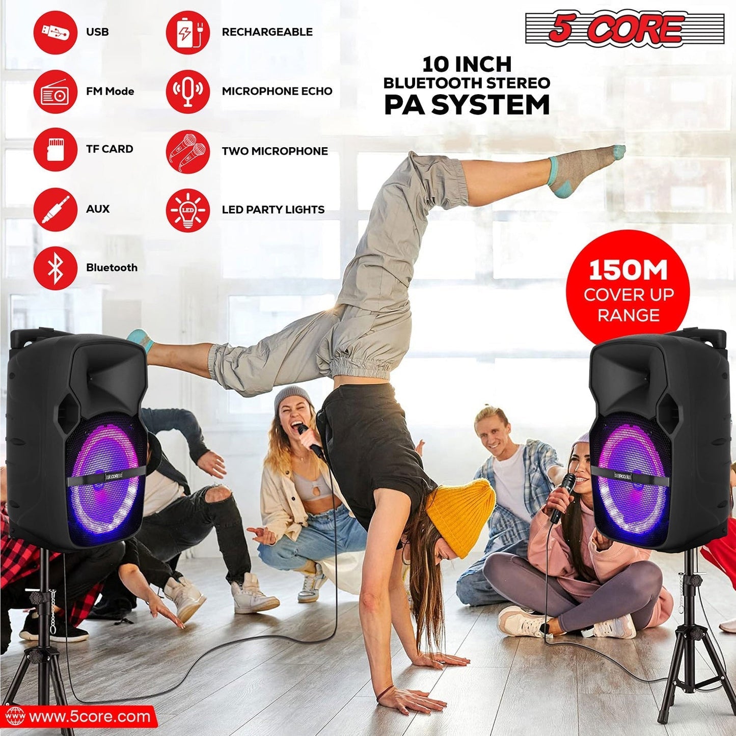 đ¶ Enceinte Portable Bluetooth PA 5Core 10 Pouces - deslyshopping