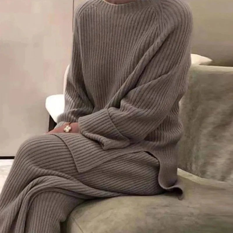 Ensemble 2 pièces pull tricoté - deslyshopping