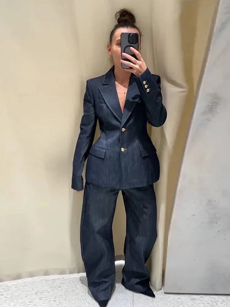 Ensemble Pantalon en Denim Élégant & Gilet - deslyshopping