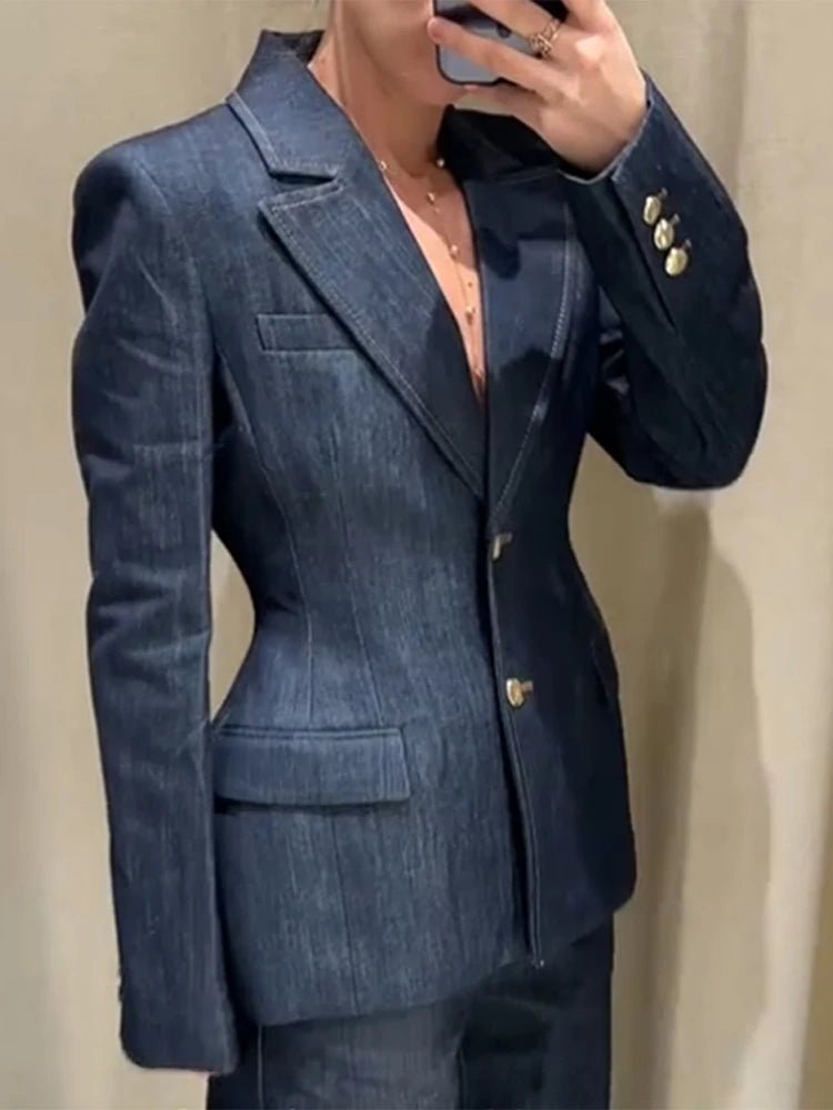 Ensemble Pantalon en Denim Élégant & Gilet - deslyshopping