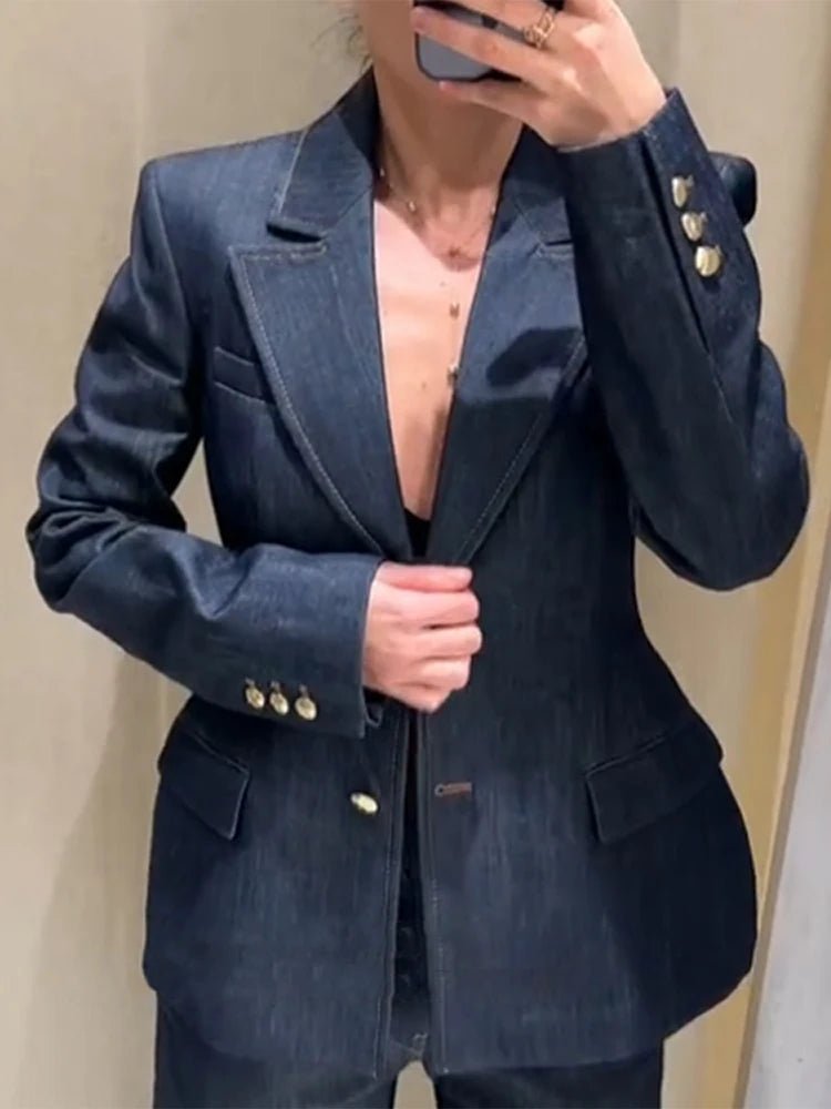 Ensemble Pantalon en Denim Élégant & Gilet - deslyshopping