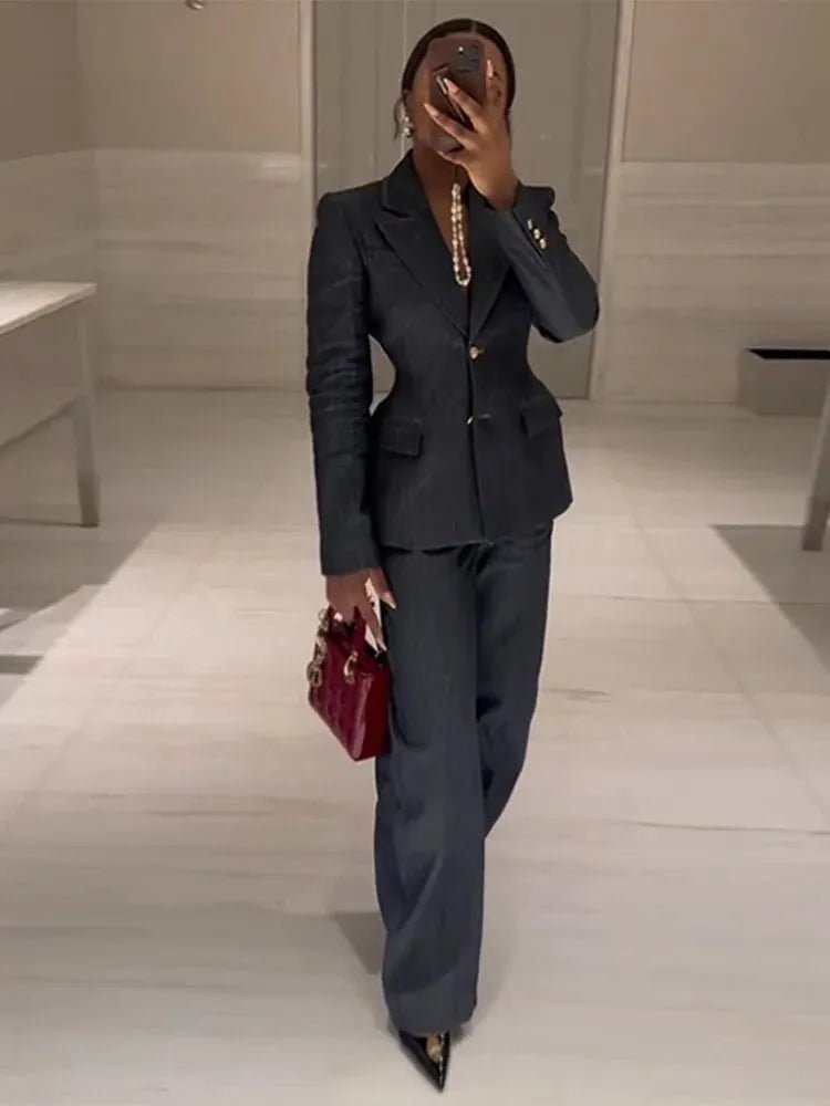 Ensemble Pantalon en Denim Élégant & Gilet - deslyshopping