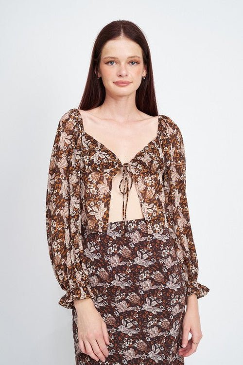 Haut fleuri transparent avec lien - deslyshopping