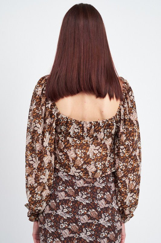 Haut fleuri transparent avec lien - deslyshopping