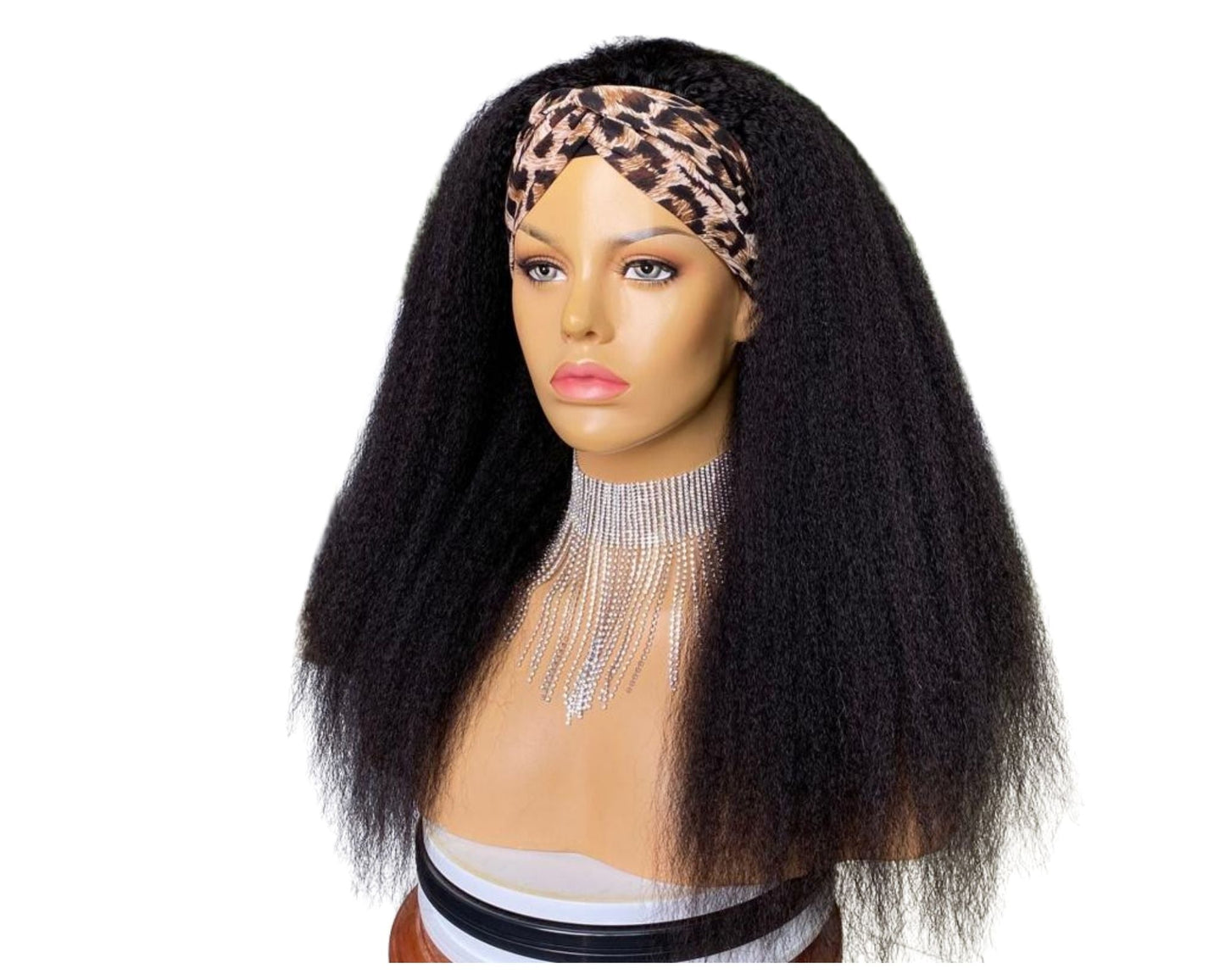 Headband Wig Kinky Straight Human Hair Scarf Wig No GLUE Easy Wear - deslyshopping
