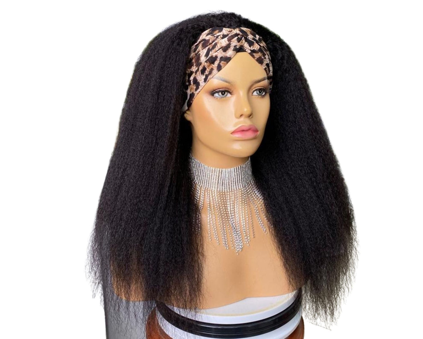 Headband Wig Kinky Straight Human Hair Scarf Wig No GLUE Easy Wear - deslyshopping
