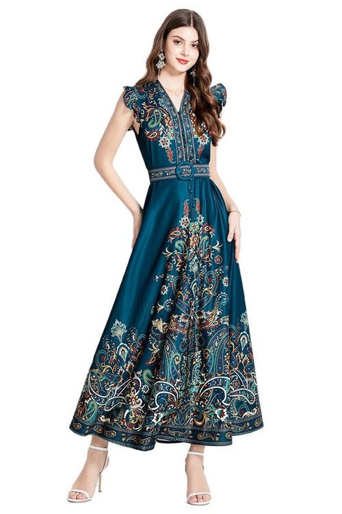 Imprimé Floral | Style Trapèze avec Ceinture - deslyshopping