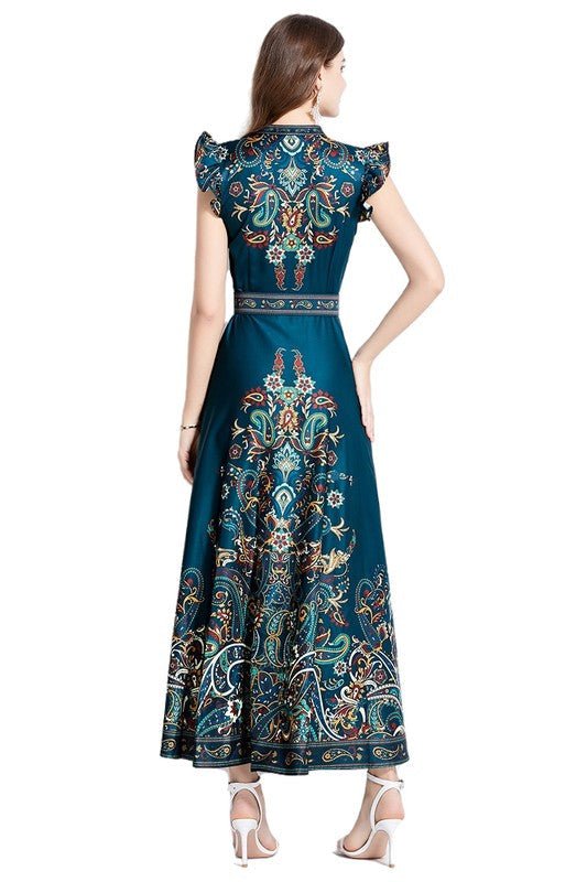 Imprimé Floral | Style Trapèze avec Ceinture - deslyshopping