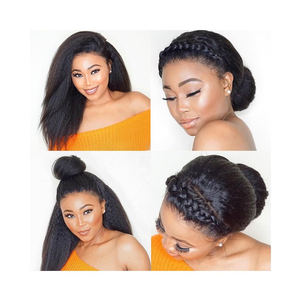 Kinky Straight 13x6 Transparent Lace Frontal Brazilian Human Hair Wigs - deslyshopping