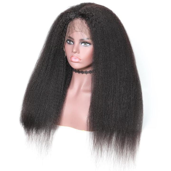 Kinky Straight 13x6 Transparent Lace Frontal Brazilian Human Hair Wigs - deslyshopping