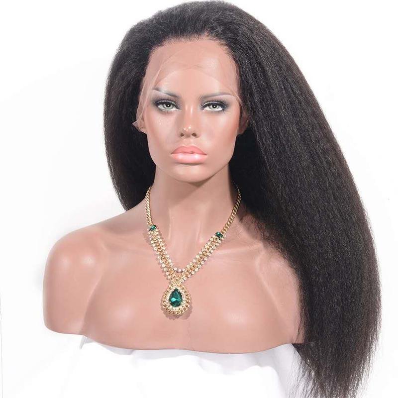 Kinky Straight 13x6 Transparent Lace Frontal Brazilian Human Hair Wigs - deslyshopping