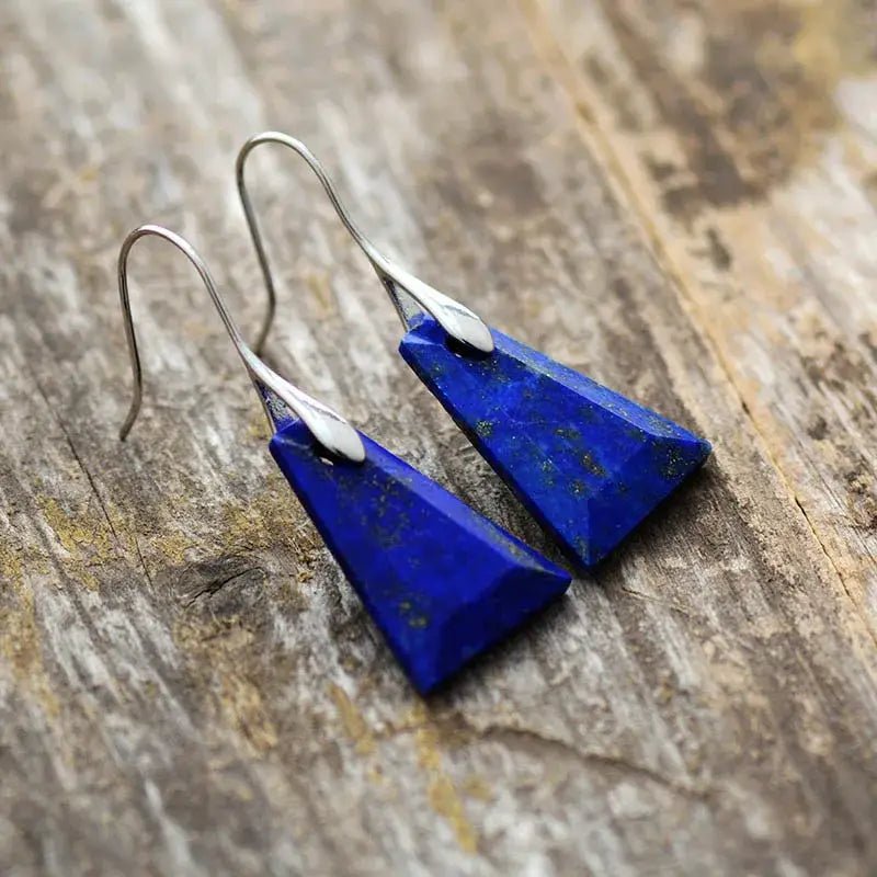 Lapis Lazuli Trapezoid Drop Earrings - deslyshopping