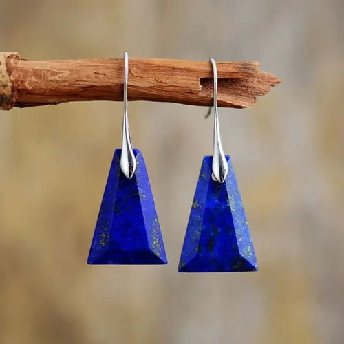 Lapis Lazuli Trapezoid Drop Earrings - deslyshopping