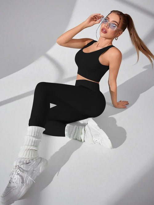 Leggings de Yoga Sans Couture & Top Bretelles Croisées 💪 - deslyshopping