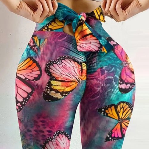 Leggings Sexy Taille Haute Imprimé Papillon - deslyshopping