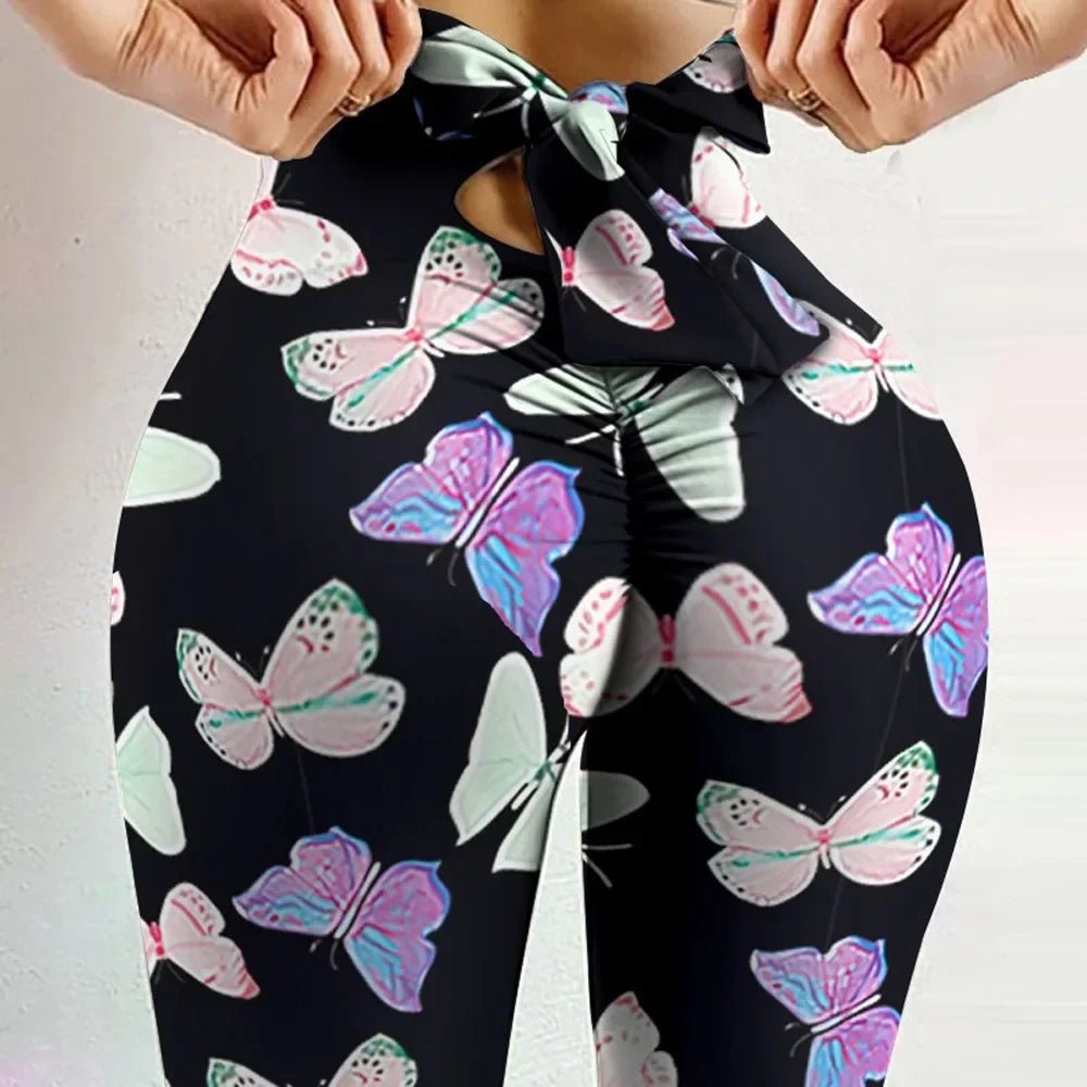 Leggings Sexy Taille Haute Imprimé Papillon - deslyshopping