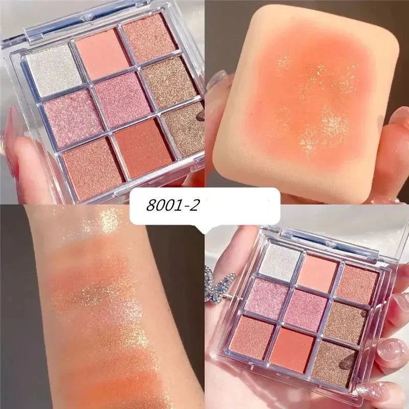Palette de 9 fards à paupières mats et scintillants - deslyshopping