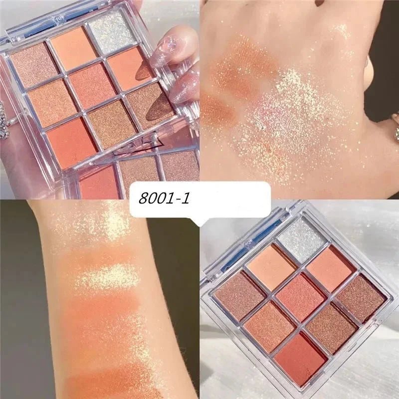 Palette de 9 fards à paupières mats et scintillants - deslyshopping