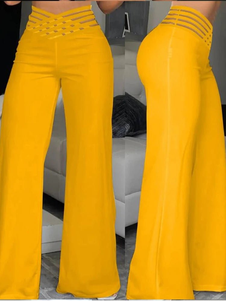 Pantalon Évasé à Jambes Larges - deslyshopping