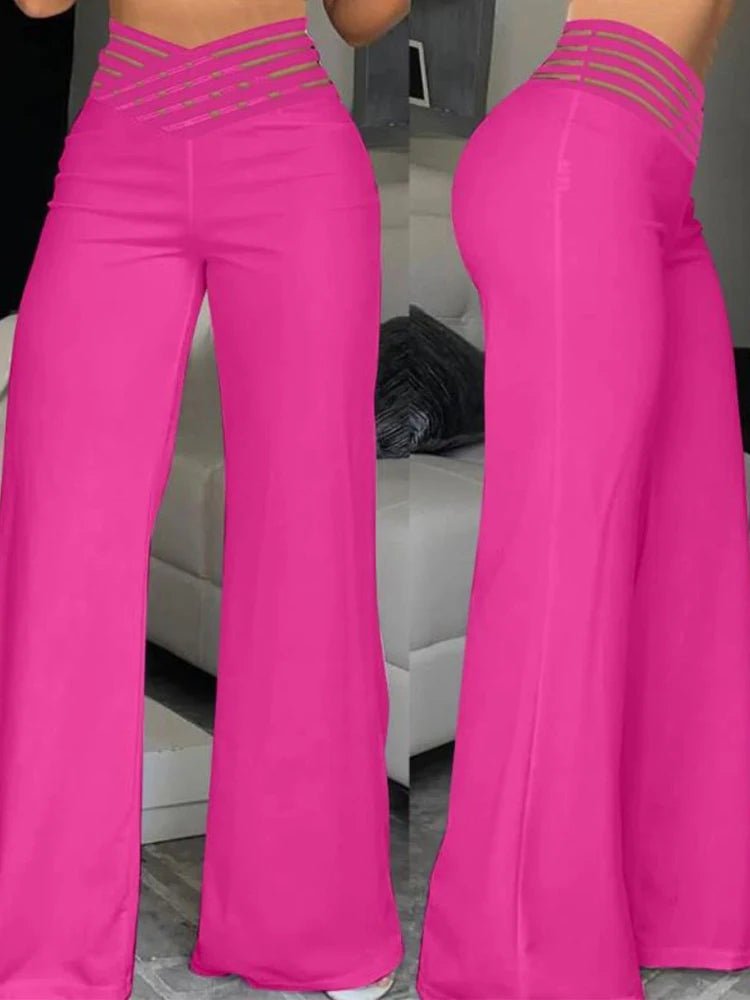 Pantalon Évasé à Jambes Larges - deslyshopping