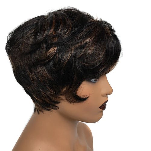 perruque courte coupe Pixie Bob 100% Human hair - deslyshopping
