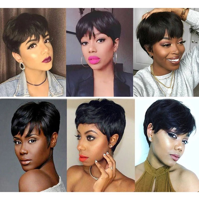 perruque courte coupe Pixie Bob 100% Human hair - deslyshopping