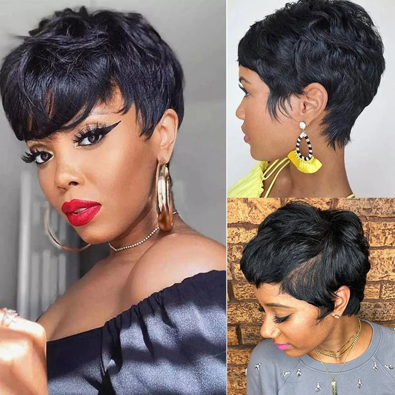 perruque courte coupe Pixie Bob 100% Human hair - deslyshopping