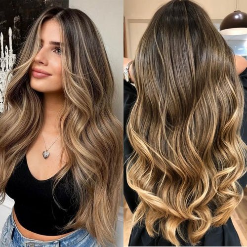 Perruque Lace Front Body Wave Synthétique – Blond Cendré avec Mèches - deslyshopping