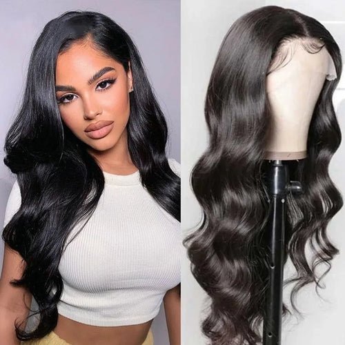 Perruque Lace Front Body Wave Synthétique – Blond Cendré avec Mèches - deslyshopping