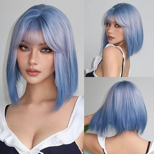 Perruque Synthétique Blonde Courte Bouclée avec Frange - deslyshopping