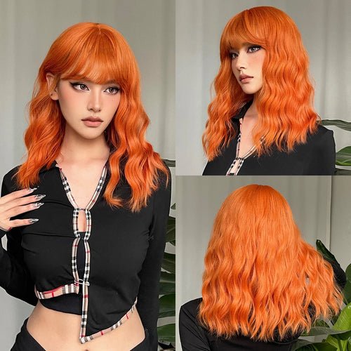 Perruque Synthétique Blonde Courte Bouclée avec Frange - deslyshopping