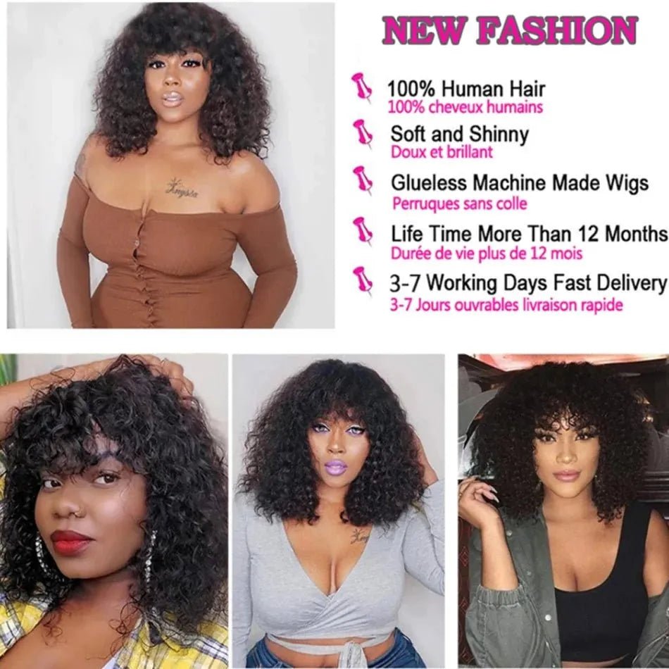 Perruques bouclées 100 % cheveux humains - deslyshopping