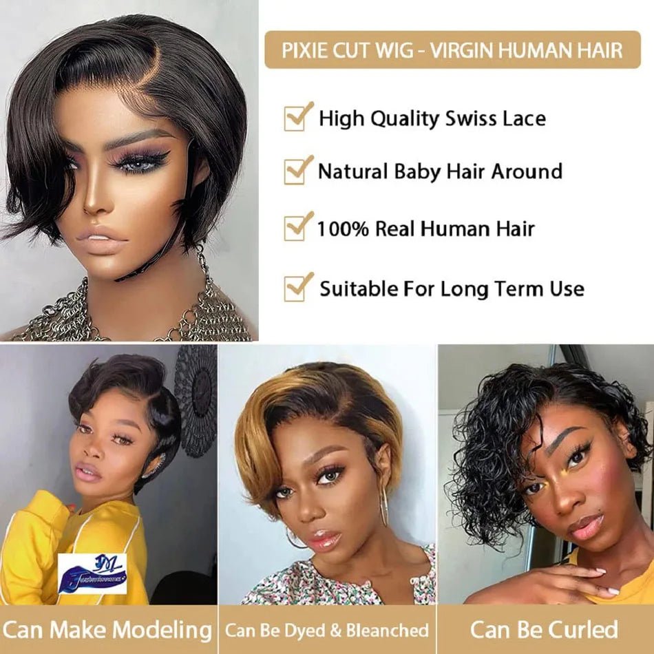 Perruques courtes en cheveux humains - deslyshopping