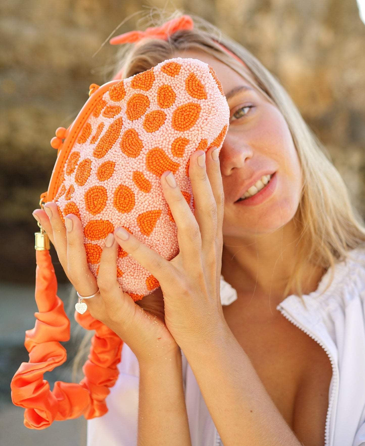 đž Pochette Arnoldi Peachpuff en Perles Faites Ă la Main - deslyshopping