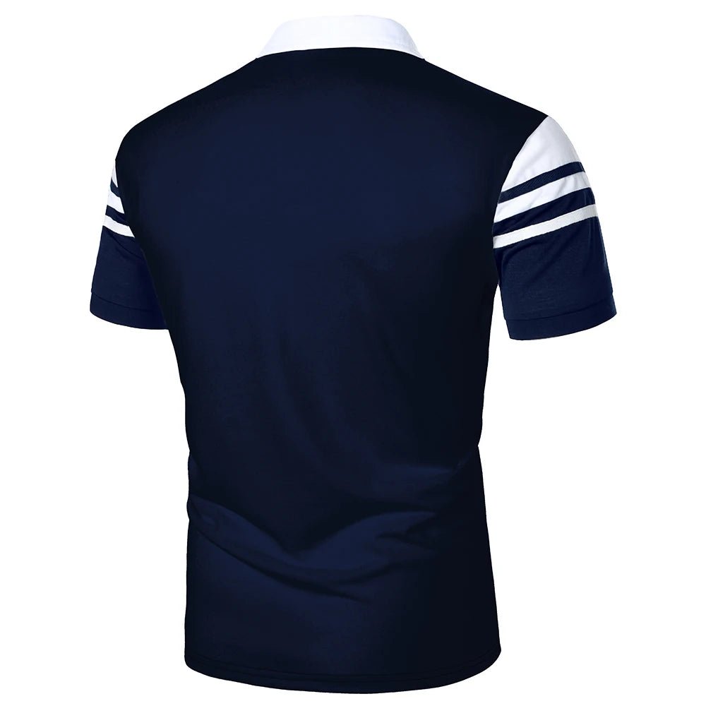 Polo Homme à Rayures – Manches Courtes & Couleur Contrastée - deslyshopping