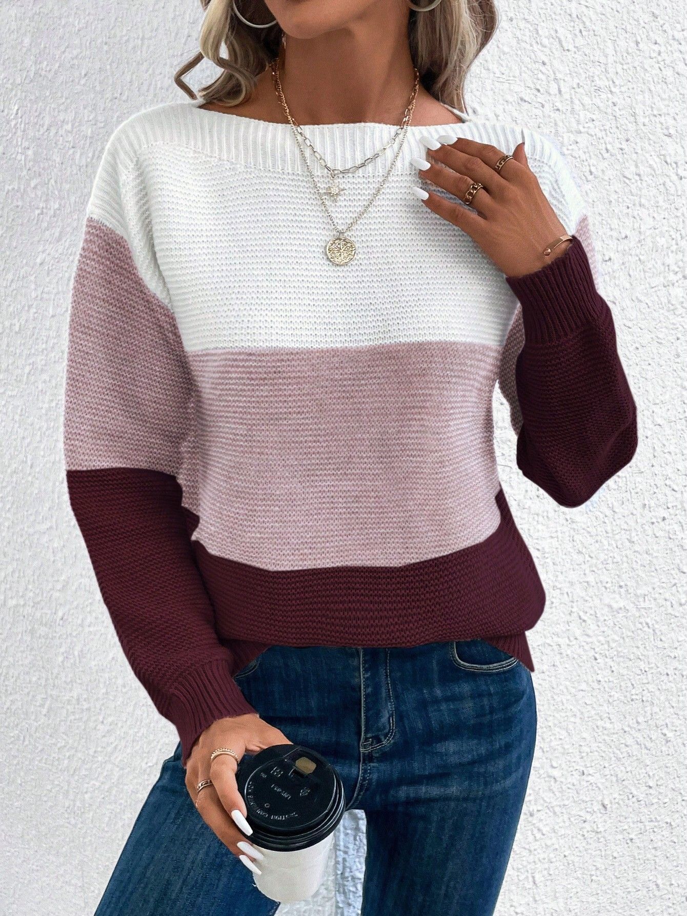 Pull à col rond pour femme, - deslyshopping