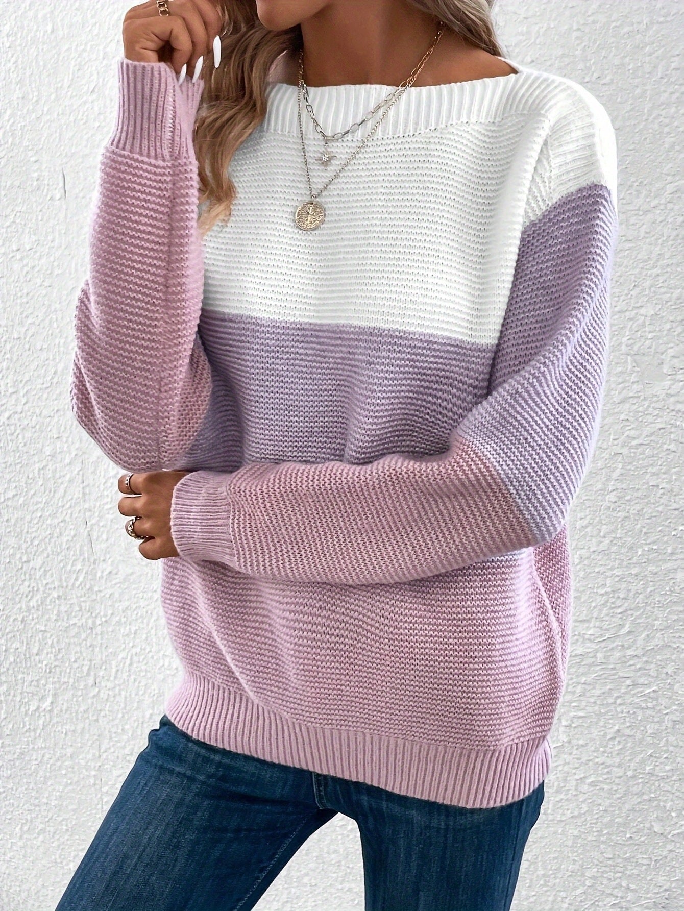Pull à col rond pour femme, - deslyshopping