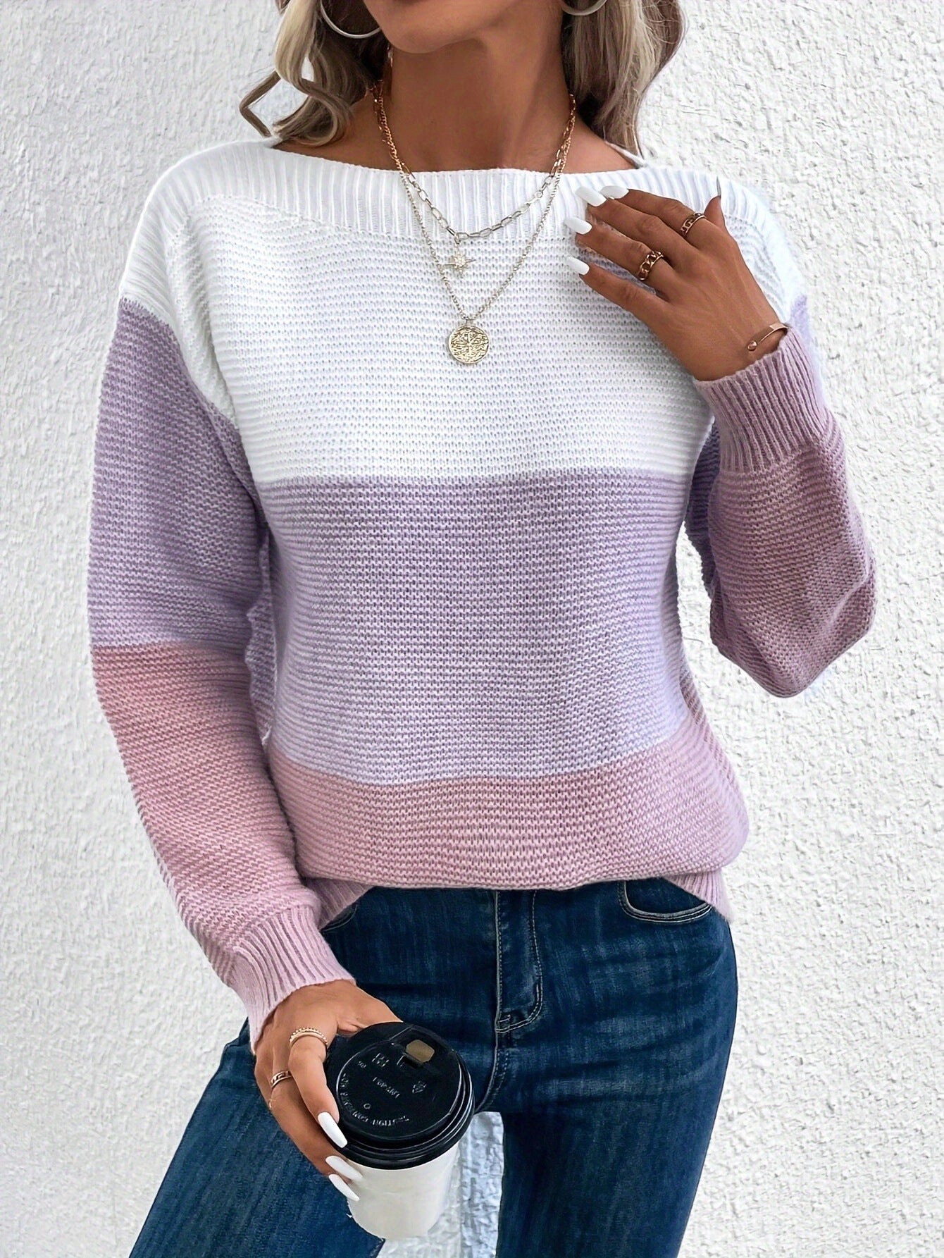 Pull à col rond pour femme, - deslyshopping