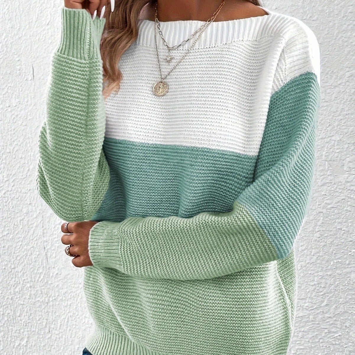 Pull à col rond pour femme, - deslyshopping