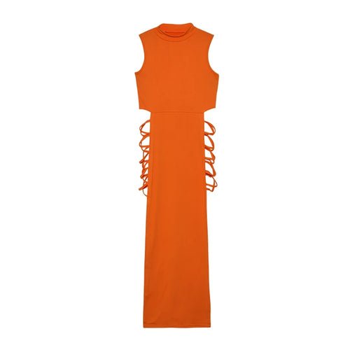 Robe à Découpes Croisées et Col Montant - deslyshopping