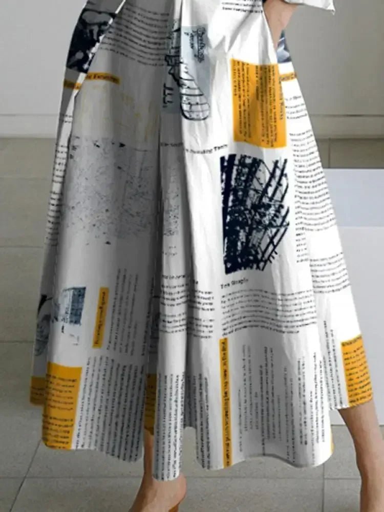 Robe Chemise Imprimée Journal - deslyshopping