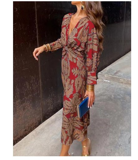 Robe d'été à col en V à manches neuf - quarts - deslyshopping