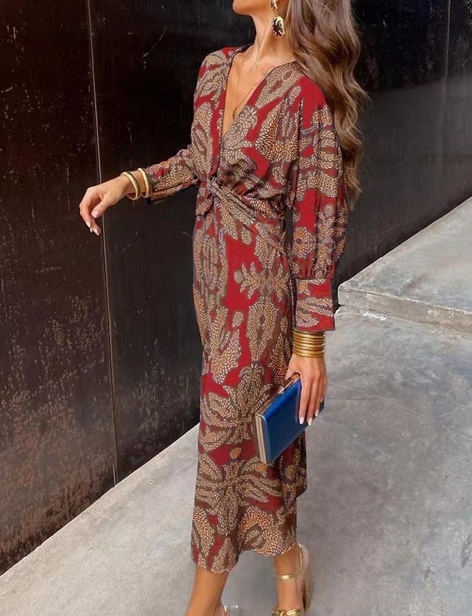 Robe d'été à col en V à manches neuf - quarts - deslyshopping