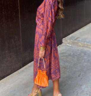 Robe d'été à col en V à manches neuf - quarts - deslyshopping