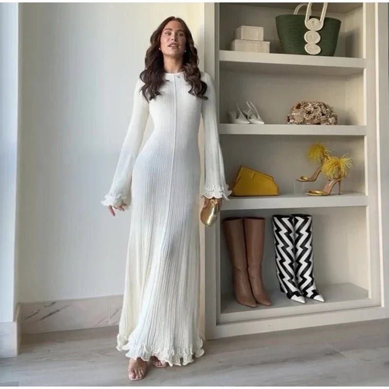 Robe en tricot avec ourlet à volants - deslyshopping